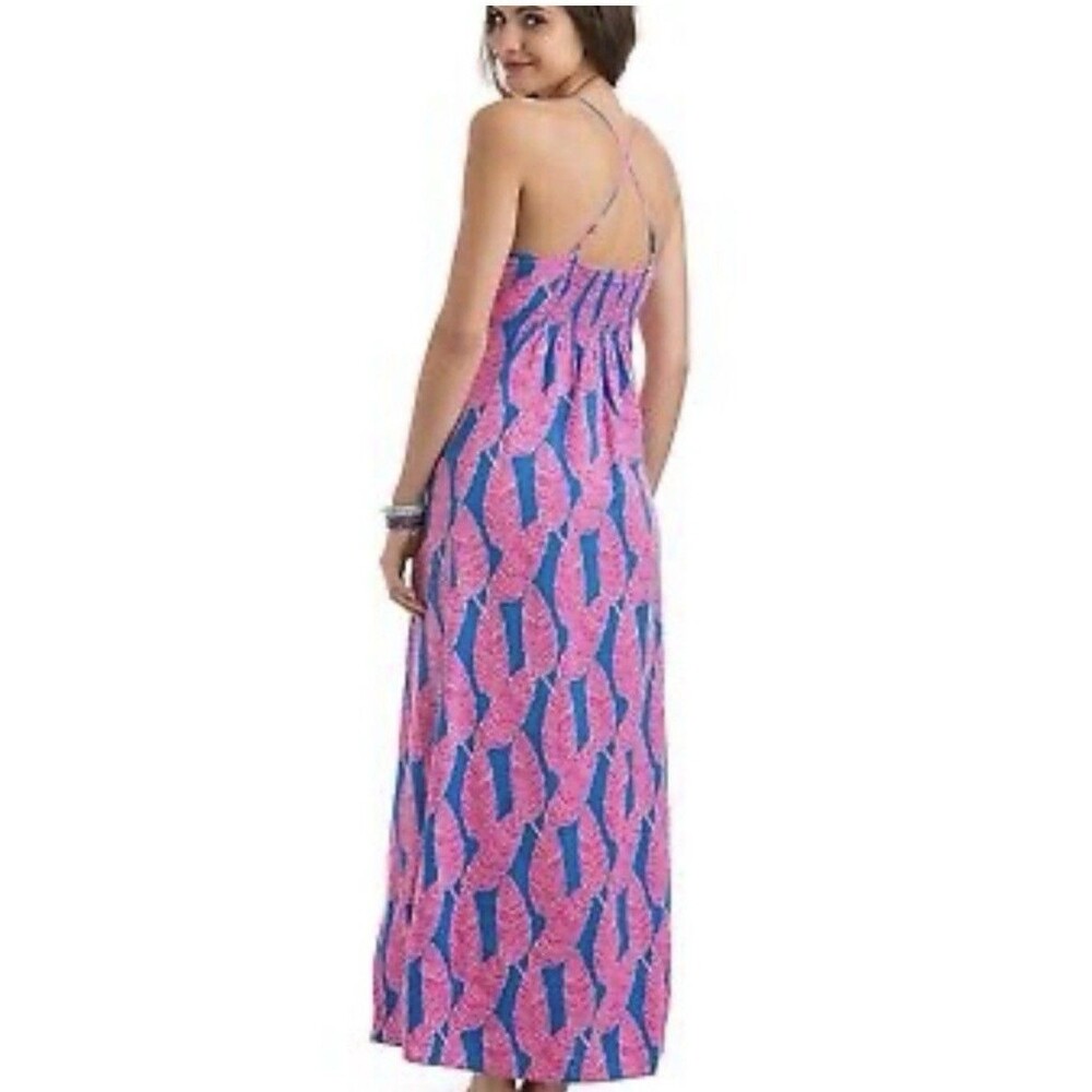 Vineyard Vines Dress 6 Tropical Leaf Maxi Cottagecore Feminine Beachy Resort - Picture 2 of 12